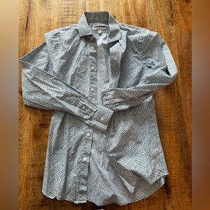 Express Men's Light Blue white floral extra slim casual button down Shirt XS